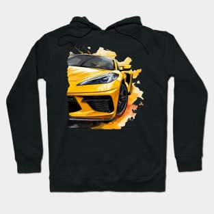 Accelerate Yellow C8 Corvette Graphic Big and Bold on Front and Back of T shirt Supercar Racecar Hoodie